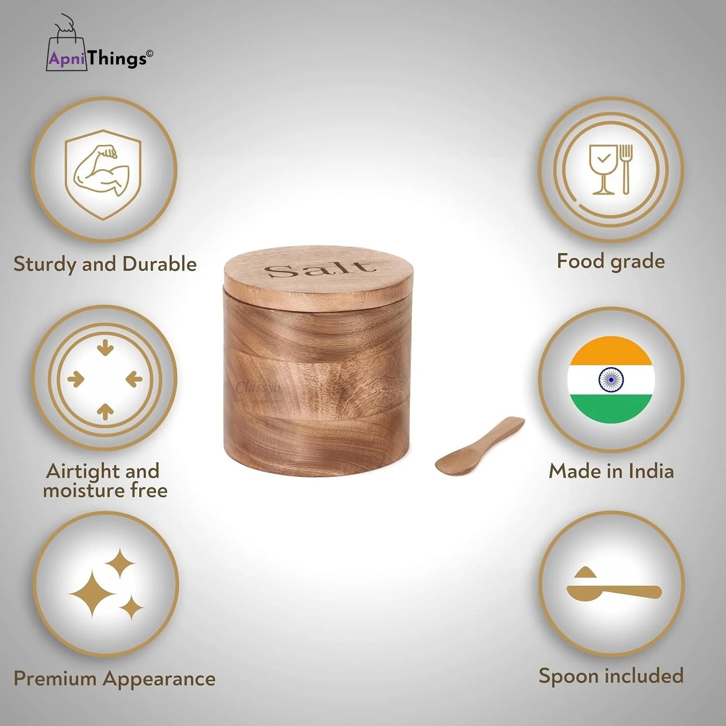 Premium Wooden Salt Container
