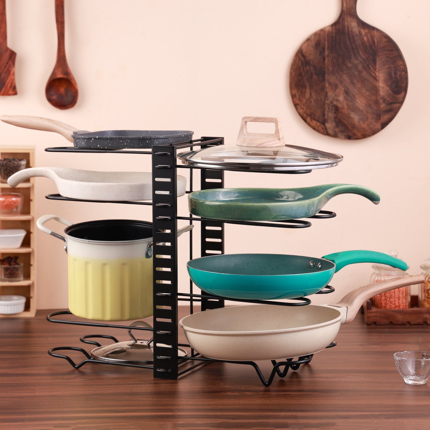 Adjustable 8-Slot Pot & Pan Organizer Rack