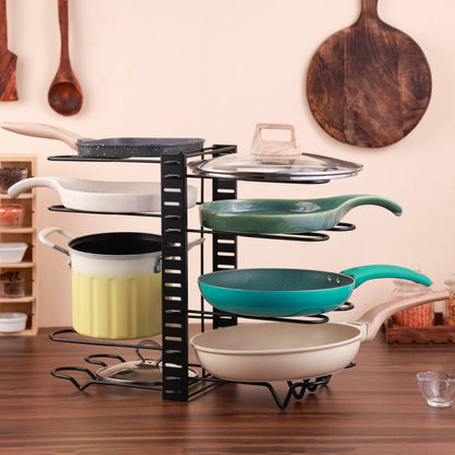 Adjustable 8-Slot Pot & Pan Organizer Rack