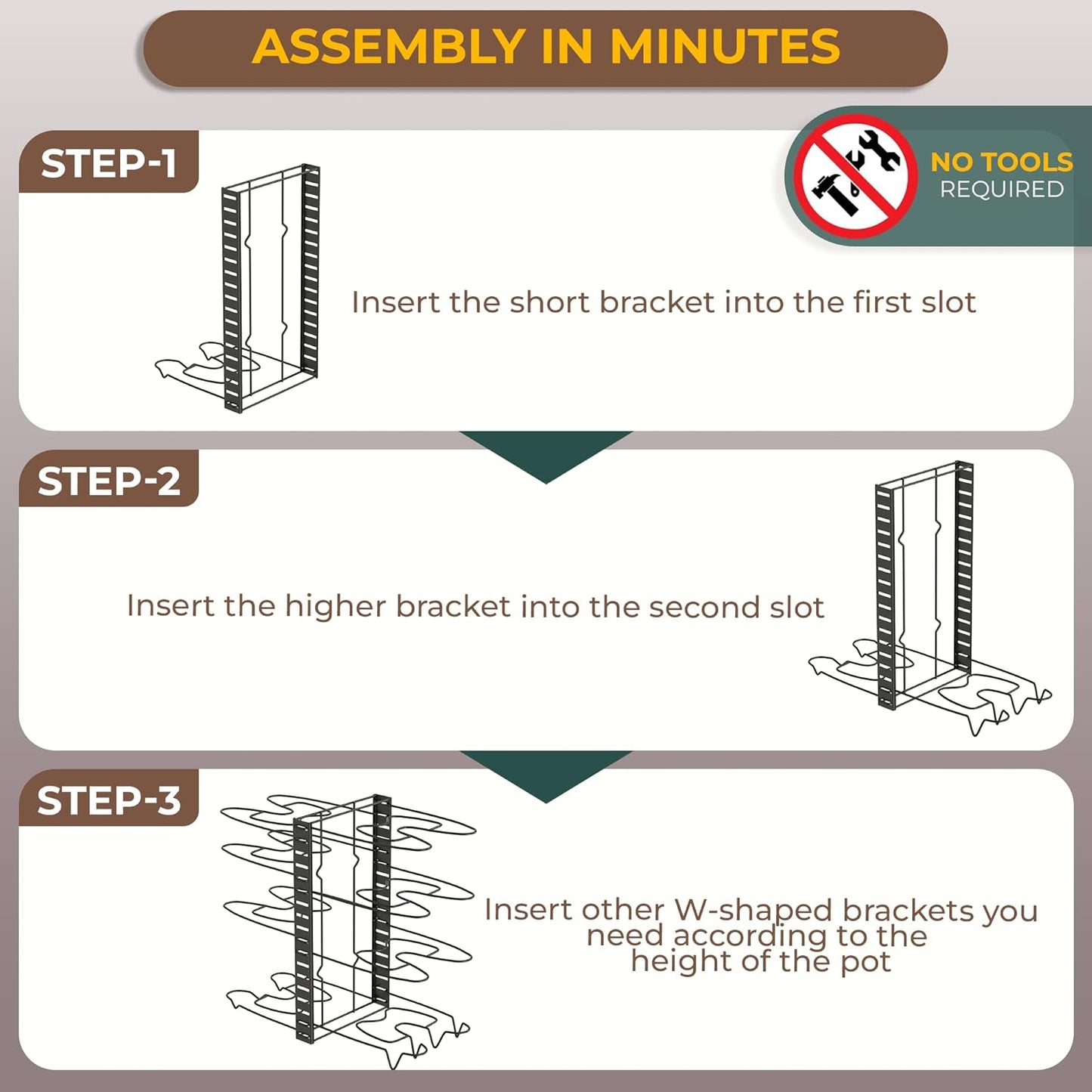 Adjustable 8-Slot Pot & Pan Organizer Rack