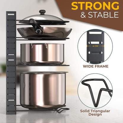 Adjustable 8-Slot Pot & Pan Organizer Rack