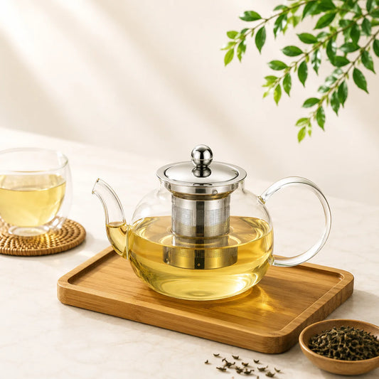 Premium Borosilicate Glass Tea Pot with Infuser- 650 ML