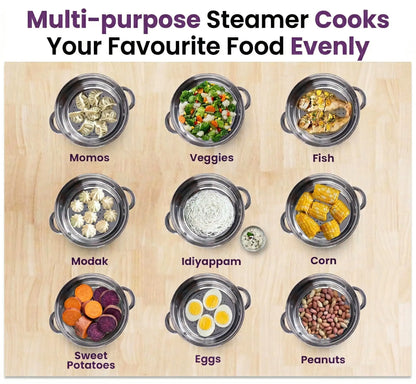 Premium 2-Tier Stainless Steel Food Steamer - with Glass Lid