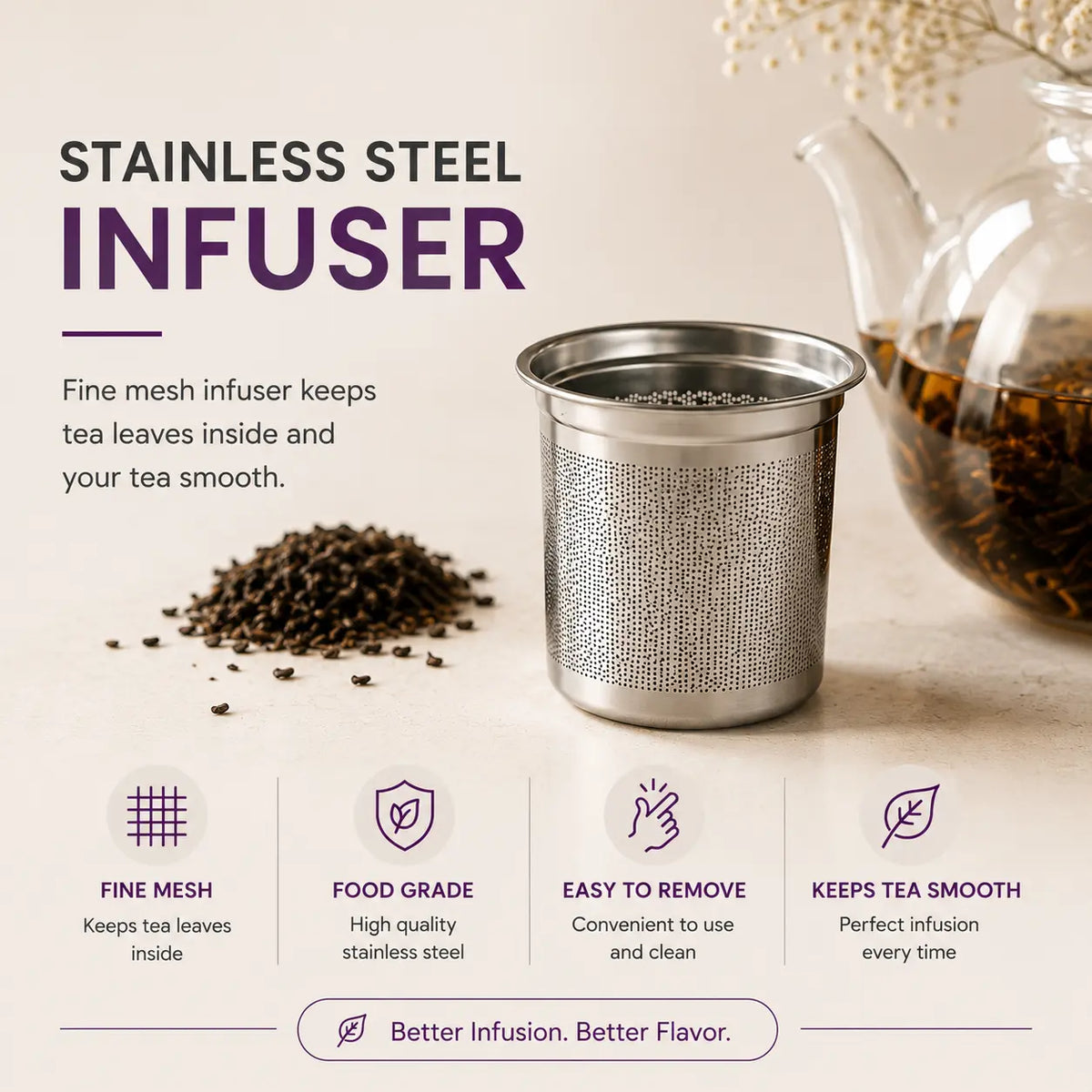 Premium Borosilicate Glass Tea Pot with Infuser- 650 ML
