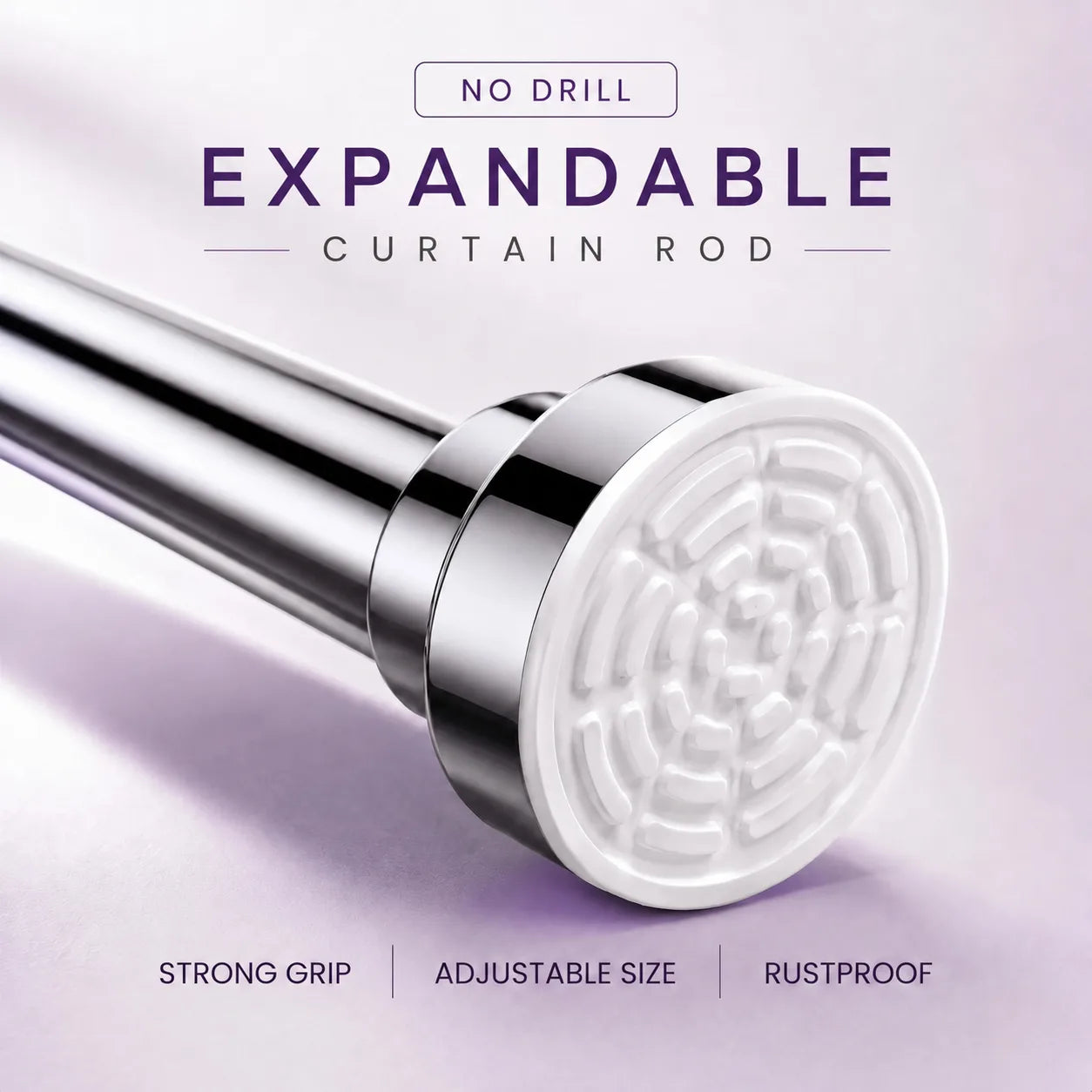 Stainless Steel Expandable Curtain Rod With Free Curtain Wall Holder Hooks