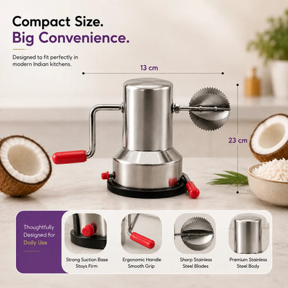 Premium Stainless Steel Coconut Scraper with Suction Base