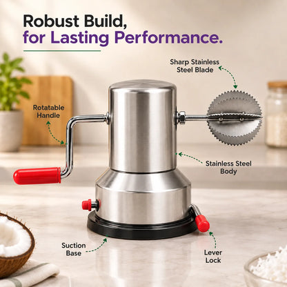 Premium Stainless Steel Coconut Scraper with Suction Base
